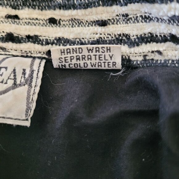 Silver stream womens small black white stripe dot tweed fringe button up jacket - Picture 6 of 11